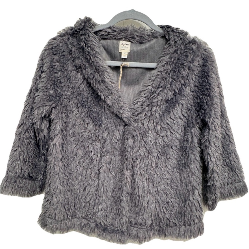 Dylan Gray Faux Fur Coat 3/4 Sleeve Snap Front NWT Women's Size XS